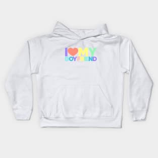 I Love My Boyfriend Red Hearts Love Couple (Rainbow) Kids Hoodie